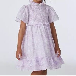 Janie and Jack Pixie Purple Floral Chelsea Smocked Dress SIZE 4